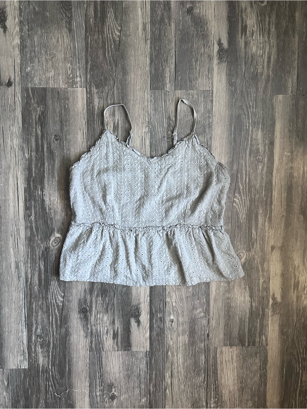 Sim & Sam Eyelet Babydoll Peplum Camisole Tank Top Size L (US) 16-18 (UK)